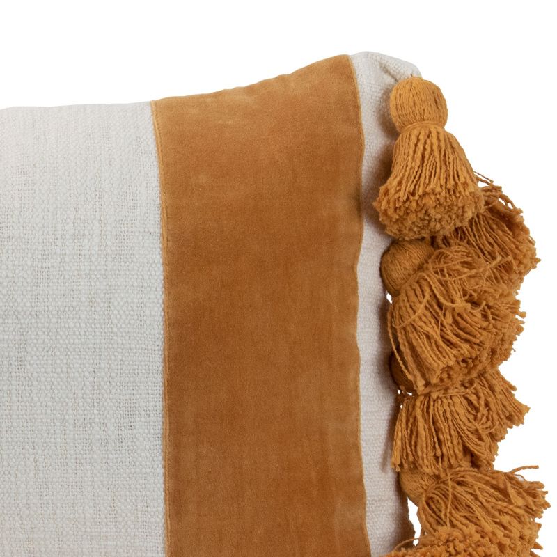 Wide Striped Hand Woven 14x22" Decorative Cotton Throw Pillow with Hand Tied Tassels - Foreside Home & Garden, 2 of 7