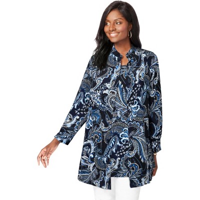 Jessica London Women's Plus Size Georgette Button Front Tunic