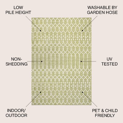 Boho-Chic Moroccan Tribal Geometric Black 9' x 12' Outdoor Area Rug