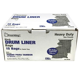 Frost King DL3656 Twist Tie Drum Liner, Polyethylene Resin, Black, 55 Gallon - 1 of 1