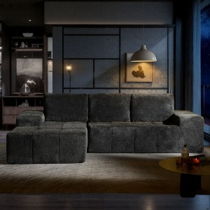 XIZZI Modular Left/Right Chaise Sectional Sofa, Quick-Ship Synthetic Leather or 4 Shimmer Fabric | Zero Assembly | High Density Foam & Pocket Springs - 1 of 4