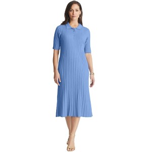 Jessica London Women's Plus Size Ribbed Henley Dress - 1 of 4