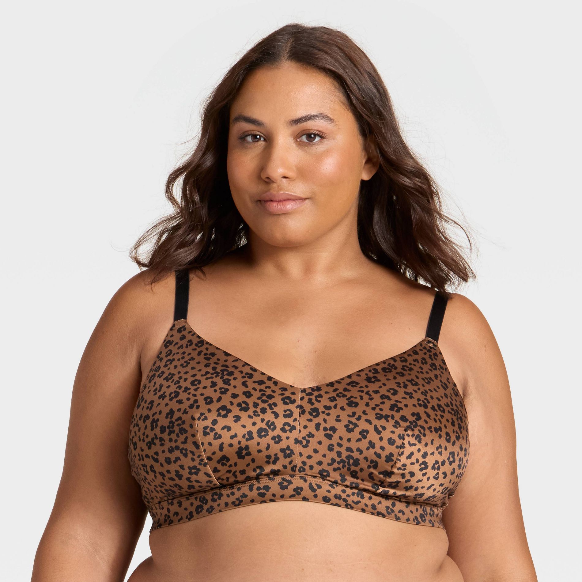 Women's Satin Unlined Triangle Bralette - Auden™ Leopard Print 1X
