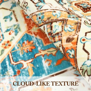 Vintage Style Area Rug, Thin Washable Entryway Rug, Distressed Multi Thin Carpet, Foldable Accent, Low Pile Lightweight Print, for Living Room - 1 of 4