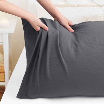 Dark Gray Brushed Microfiber Body Pillowcase with Envelope Closure