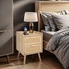 Finnhomy Nightstand with Charging Station, Bedside Table with 2 Hand Made Rattan Decorated Drawers for Bedroom - 4 of 4