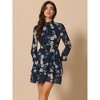 INSPIRE CHIC Women's Floral Long Sleeve Mock Neck Ruffle Layered Smocked Mini Dress - 2 of 4