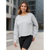 ATHLECHIC Women's Crewneck Fleece Oversized Fashion Fall Outfits Pullover Hoodless Tops Cropped Sweatshirt - 2 of 4