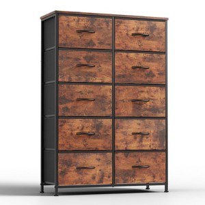 DOMETOUR Drawer Dresser for Bedroom, Fabric Storage Tower Tall Chest Organizer, Storage Cabinet Unit Bins Living Room Entryway Closet-Brown - 1 of 4