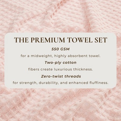 Blush Cotton Quick-Dry Diamond Textured Bath Towel Set