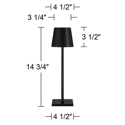 Set of 2 Matte Black Metal Cordless Accent Table Lamps