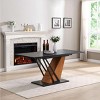 61" Extendable Dining Table,Table With Metal Frame And MDF Base,Adjustable Wooden Tabletop,Rectangular Office Conference Table-Coolbibila - 2 of 4