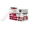 Twin Low Loft With Easy Slide & Firetruck Curtain - 2 of 4