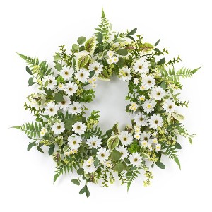 Melrose Mixed Fern and Daily Floral Wreath 22.5"D - 1 of 2
