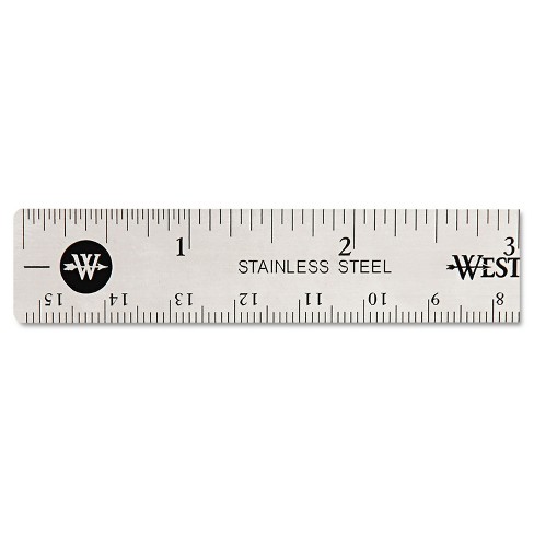 Westcott Stainless Steel Office Ruler, Non Slip Cork Base, 6