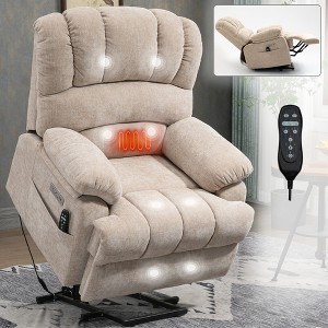 Power Lift Recliner Chair with 23'' Wide Seat, High Back, 8-Point Vibration Massage, Lumbar Heating, USB Port, and Dual Side Pockets - 1 of 4