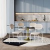 LeisureMod 5-PC Dining Set - 36" Round Dining Table Black MDF Top & Gold Base, 4 Velvet Dining Chairs in White Steel Legs - 2 of 4