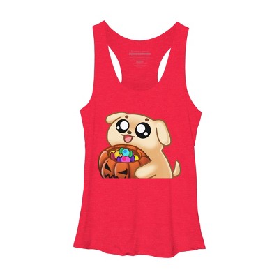 Women's Design By Humans Halloween Candy Pup By Puppers Racerback Tank Top