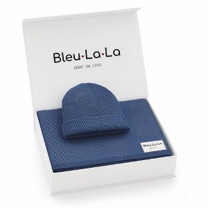 Bleu La La Luxe Collection 100% Organic Luxury Knit Baby Blanket + Hat Set - 1 of 1