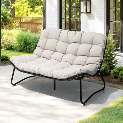 Crestlive Products Outdoor Loveseat 2 Seater , All-Weather Boho Rattan Outdoor Couch with Soft Cushion for Balcony, Poolside, Backyard, Porch