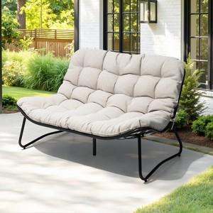 Crestlive Products Outdoor Loveseat 2 Seater , All-Weather Boho Rattan Outdoor Couch with Soft Cushion for Balcony, Poolside, Backyard, Porch - 1 of 4