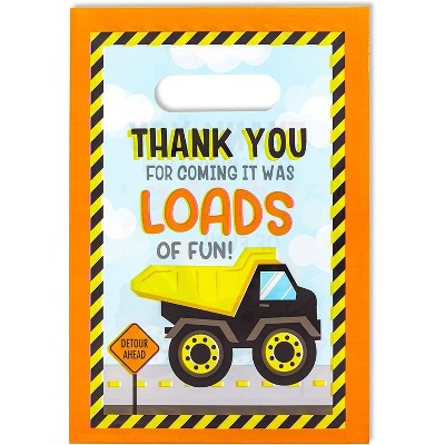  Blue Panda 100-Pack Under Construction Party Favor Bags in Dump Truck design for Kids Birthday Treat, Goodie & Gifts, 9.4 x 6.5 inches 