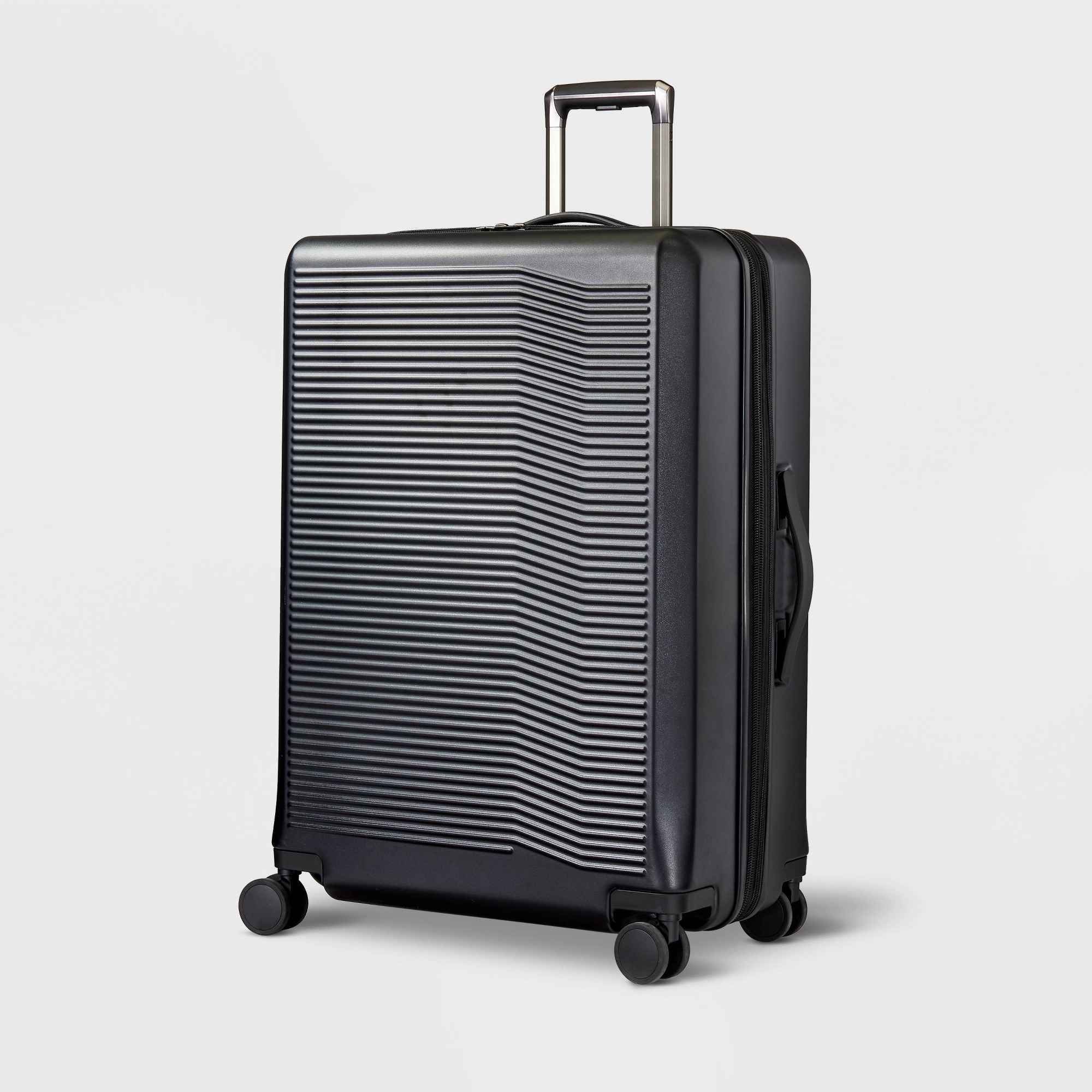 Signature Hardside Large Checked Spinner Suitcase Matte Black - Open Story™