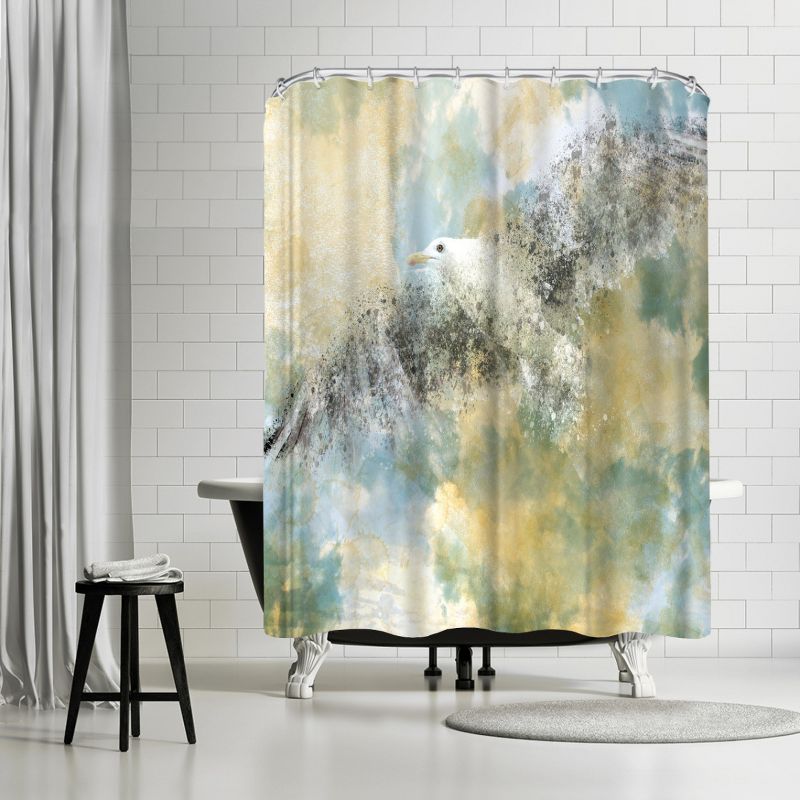 Americanflat 71" x 74" Shower Curtain, Digital Art Vanishing Seagull by Melanie Viola, 1 of 9