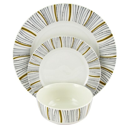 Gibson Home Siam 12 Piece Round Stoneware Dinnerware Set In White : Target