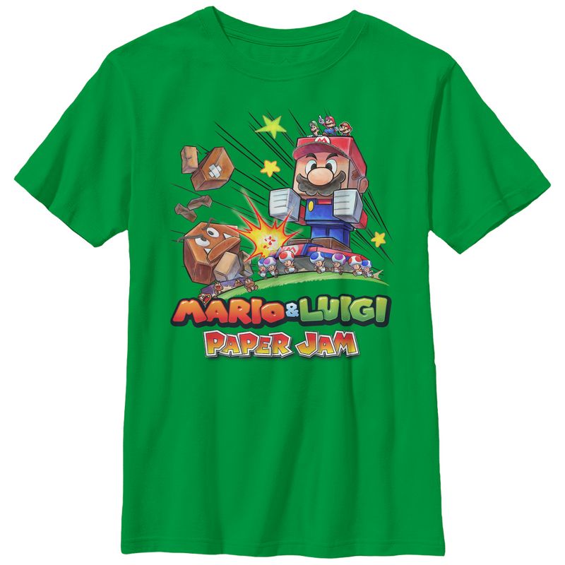 Boy's Nintendo Mario and Luigi Paper Jam Smash T-Shirt, 1 of 4