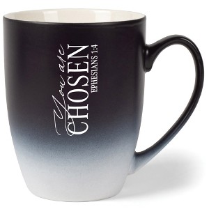 Elanze Designs You Are Chosen Ephesians 1:4 Two Toned Ombre Matte Black and White 12 ounce Ceramic Stoneware Coffee Cup Mug - 1 of 4