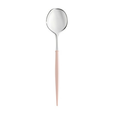 Smarty Had A Party Silver w/ Pink Handle Plastic Dinner Spoons - 480 pcs