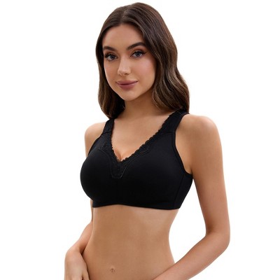 INSPIRE CHIC Plus Size for Women's Adjustable Strap Lace Trim Full Coverage Soft Cup Bras