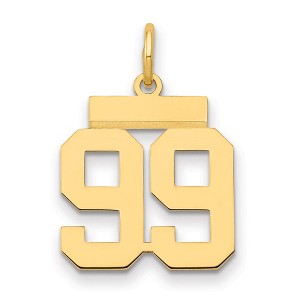 Black Bow Jewelry 14k Yellow Gold, Athletic Collection, Small Polished Number 99 Pendant - 1 of 3