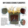 Chic Crate Modern Ceramic Planter Pots Set of 3 – Versatile Indoor/Outdoor Flowerpots with Drainage Holes - 3 of 4