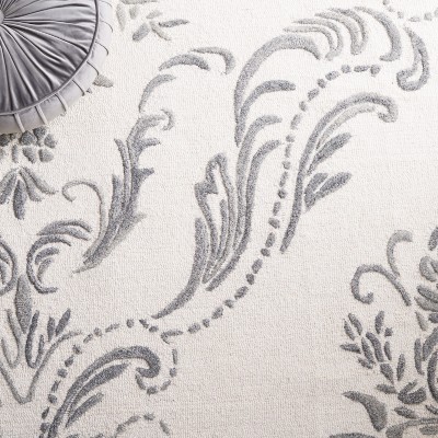 Ivory and Grey Floral Hand-Tufted Wool Area Rug