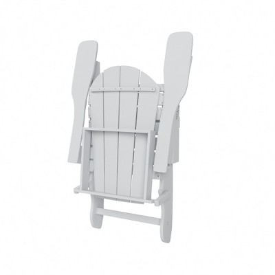 White HDPE Outdoor Folding Adirondack Chair with Wide Armrests
