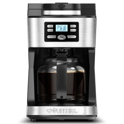 Gourmia 12-Cup Programmable Grind & Brew Coffee Maker: Stainless Steel, Dishwasher-Safe Parts