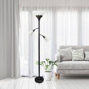 3-Light Floor Lamp with Scalloped Glass Shade - Elegant Designs - 1 of 4