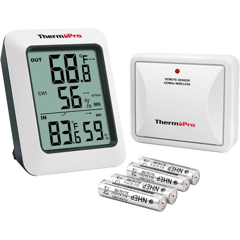 Thermopro Tp60s Digital Hygrometer Indoor Outdoor Thermometer Wireless  Temperature And Humidity Gauge Monitor Room Thermometer In White : Target