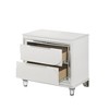 Gulches Pearl White Glam Nightstand with 2 Deep Drawers Mirrored Trim, Elongated Pulls, Expertly Crafted for Durability - 4 of 4