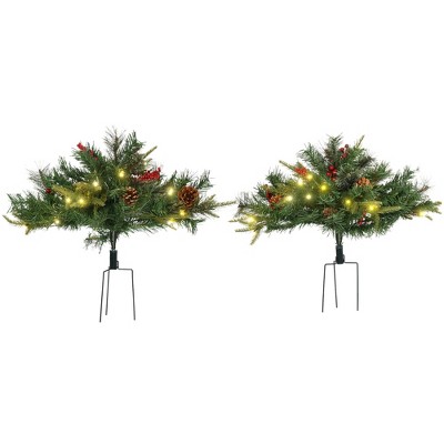 Homcom 2 Ft 2 Pack Prelit Artificial Christmas Tree Cordless 69 ...