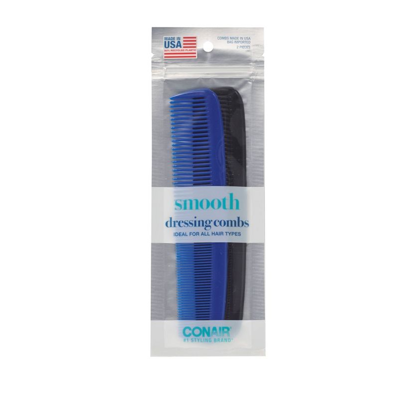Conair Dressing Combs - All Hair - Blue/Black - 2pk, 1 of 5