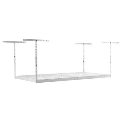 SafeRacks 4 x 8 Foot Heavy Duty Overhead Garage Storage Rack Holds Up to 600 Pounds with Adjustable Height Ranging from 18 to 33 Inches, White