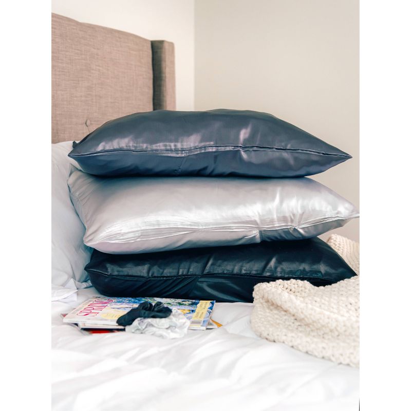 Morning Glamour Standard Satin Solid Pillowcase Set, 5 of 9