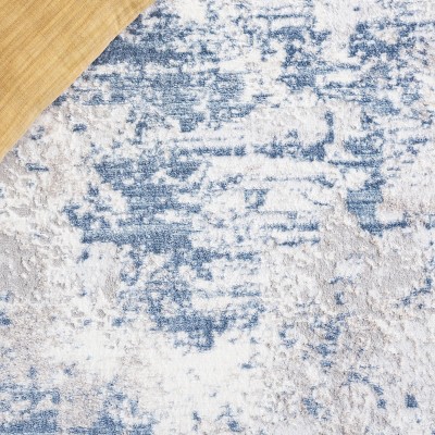 Amelia Grey and Blue 9' x 12' Abstract Synthetic Rug