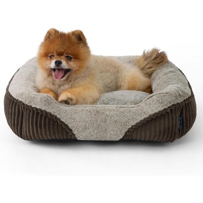 Washable Dog Bed Small Medium Size Dog - Rectangle Fluffy Plush Pet Bed Puppy Bed, Comfy Corduroy Fleece and Nonskid Bottom