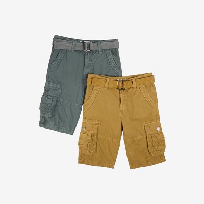 Raw X Kids and Boys 100% Cotton Belted Twill Cargo Shorts 8-18