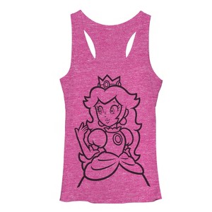 Women's Nintendo Mario Princess Peach Racerback Tank Top - 1 of 3