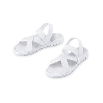 Collections Etc Casual Criss Cross Summer Stretch Strap Sandals